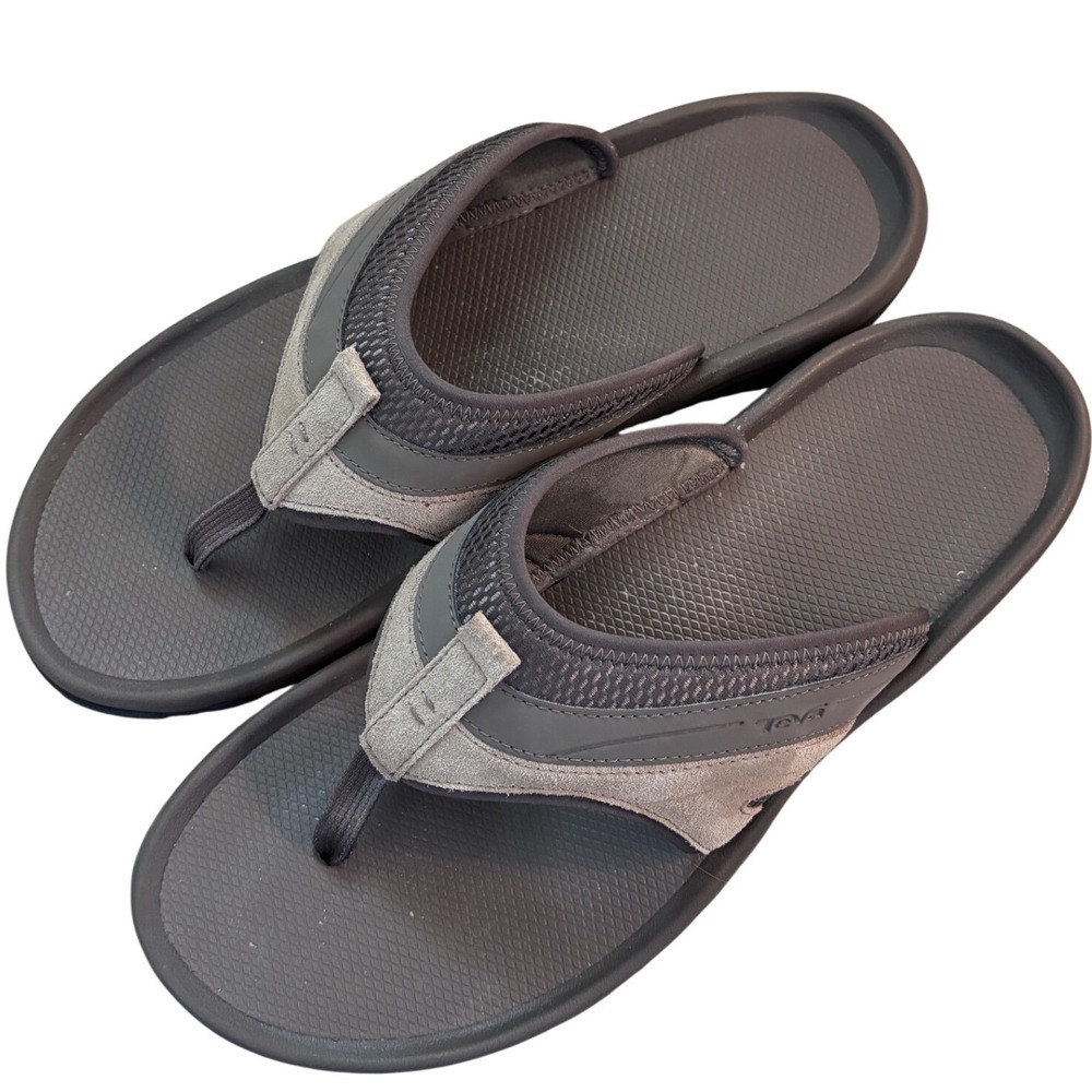 Teva Katavi‎ Mens Grey Suede Outdoor Thong Sandals Flip Flops 1002432 Size 14